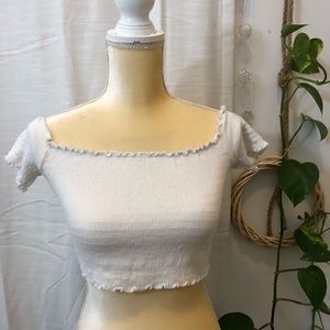 Off the Shoulder scrunch crop top forever21